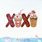 XOXO hug & kisses sublimation design, png for sublimation, Valentine PNG, Valentine coffee PNG