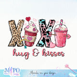 XOXO hug & kisses sublimation design, png for sublimation, Valentine PNG, Valentine coffee PNG