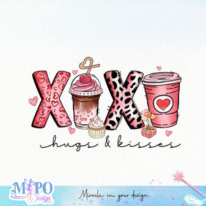 XOXO hugs & kisses sublimation design, png for sublimation, Valentine PNG, Valentine coffee PNG