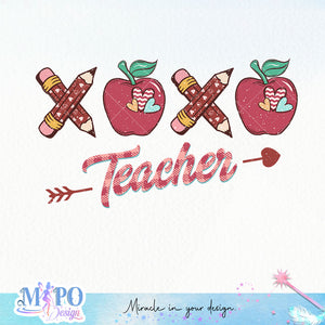 XOXO teacher sublimation design