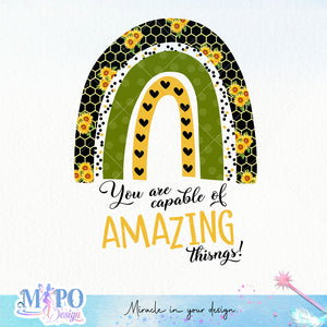 You are capable of amazing things sublimation design, png for sublimation, Retro sunflower PNG, hobbies vibes png