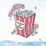 You make my heart pop sublimation design, png for sublimation, Skeleton PNG, Valentine PNG