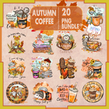 Autumn Coffee png bundle, png for sublimation, Fall png Bundle, Coffee Design Bundle