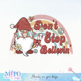 Don't stop believin' sublimation design, png for sublimation, Hippe Christmas PNG, retro vibes PNG