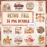 Retro Fall png bundle, png for sublimation, Fall png Bundle, Retro Design Bundle