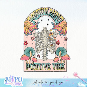 Positive mind, positive vibe sublimation design, png for sublimation, retro png, Positive quote PNG